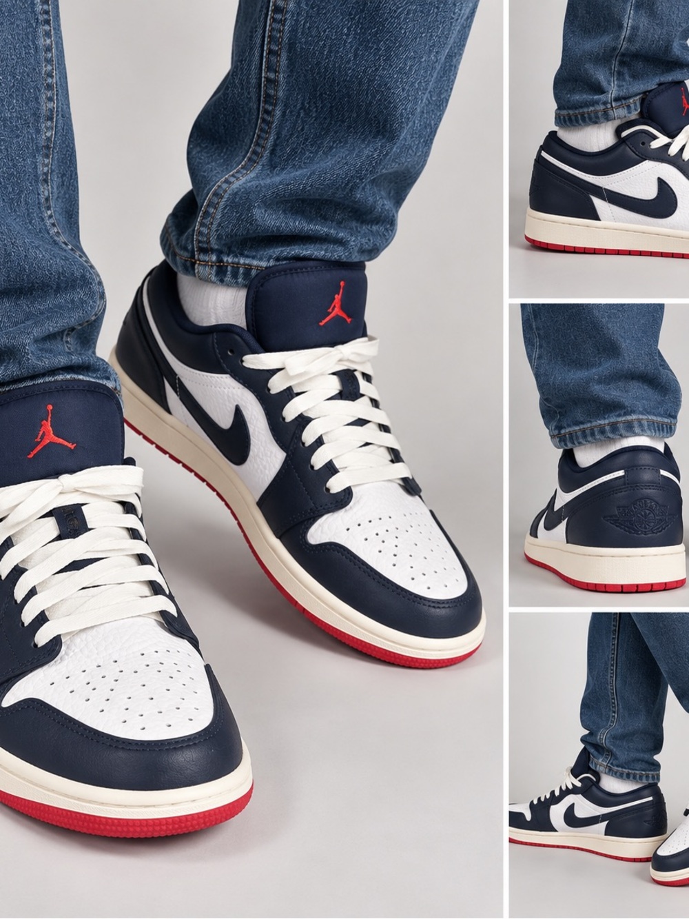 Nike Air Jordan 1 Low Retro - Navy/White/Red on perfect condition size 8.5